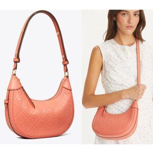 NEW WITH TAGS!!  Authentic Tory Burch T Monogram Leather Cresent Handbag